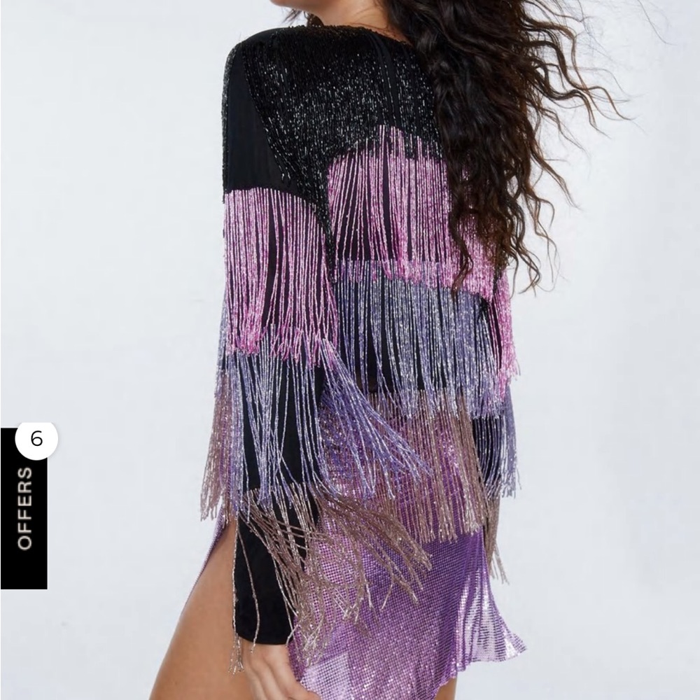 Nasty Gal Fluorescent Tiered Fringed Jacket